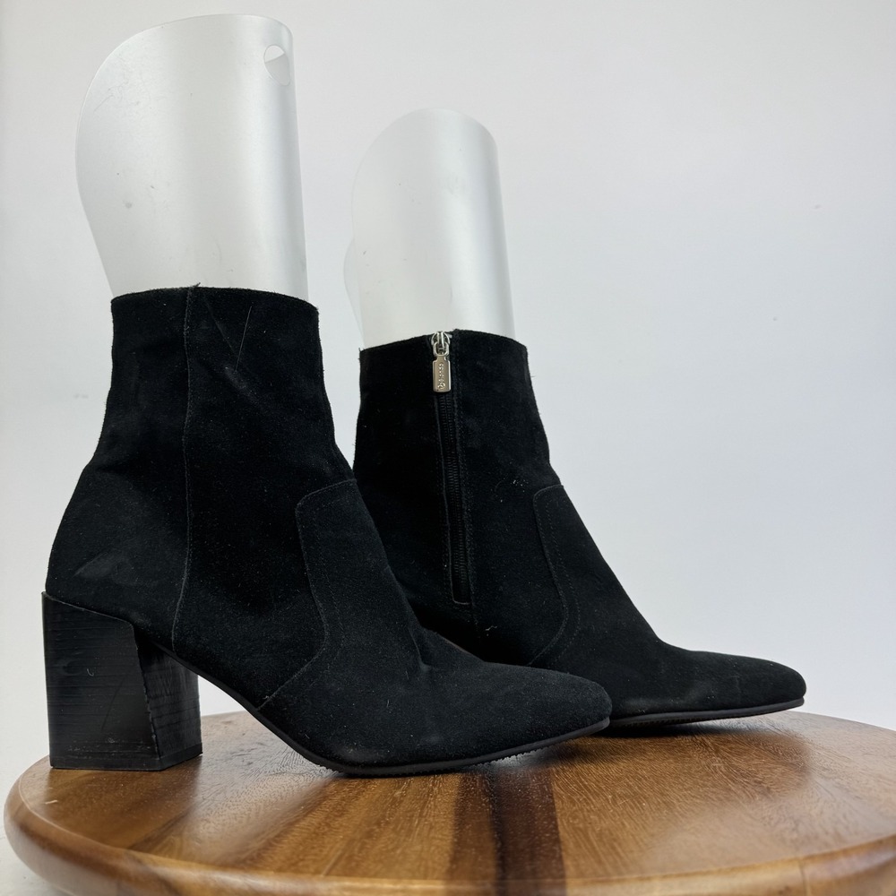 Womens Blondo Waterproof Sadie Black Suede Casual Heeled Ankle Boots Size 11 GUC